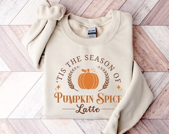 Pumpkin Spice Latte Sweatshirt, Cute Fall Sweatshirt, Oversized Fall Sweater, Womens Fall Crewneck, Coffee Lover Gift, Autumn Gift for Women