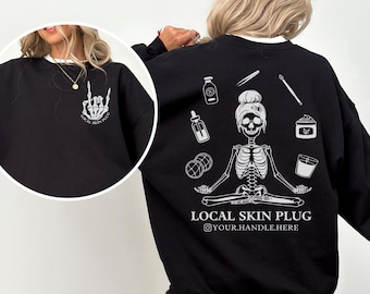 Custom Esthetician Sweatshirt, Local Skin Plug, Halloween Esthetician Crewneck, Esthetician Gift, Cute Esthetician Hoodie, Custom Instagram