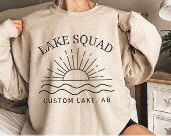 Custom Lake Squad Sweatshirt, Personalized Lake Group Sweater, Lake House Gift, Lake Lover Crewneck, Lake Vacation Crew, Lake Trip Sweater