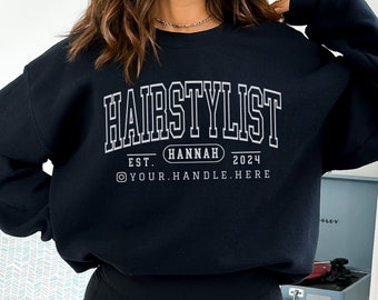 Custom Hairstylist Sweatshirt, Personalized Hairstylist Hoodie, Gift for Hairstylist, Hairdresser Gift, Hairstylist Crew, Hair Salon Merch
