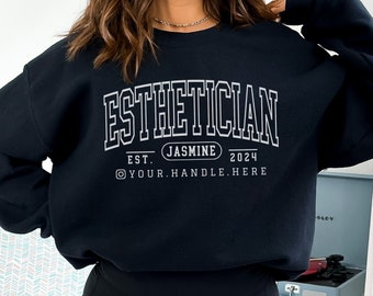Custom Esthetician Sweatshirt, Personalized Esthetician Crewneck, Custom Gift for Esthetician, Esthetician Gift, Esthetician Merch Hoodie