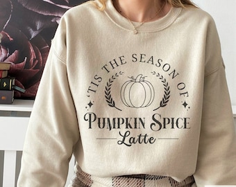 Pumpkin Spice Latte Sweatshirt, Cute Fall Sweatshirt, Oversized Fall Sweater, Womens Fall Crewneck, Coffee Lover Gift, Autumn Gift for Women