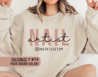 Personalized Nail Tech Sweatshirt, Custom Nail Artist Sweater, Custom Gift for Nail Tech, Nail Tech Salon Crewneck, Nail Technician Gift