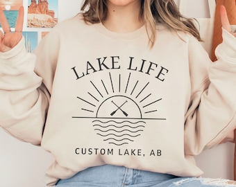 Custom Lake Life Sweatshirt, Personalized Lake Sweatshirt, Lake House Gift, Lake Lover Sweatshirt, Lake Camping Hoodie, Custom Lake Vacation