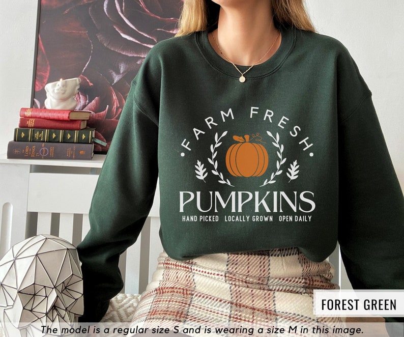 Farm Fresh Pumpkins Sweatshirt, Cute Fall Crewneck, Oversized Fall Sweatshirt, Pumpkin Patch Sweater, Autumn Sweater, Thanksgiving Sweater bild 5