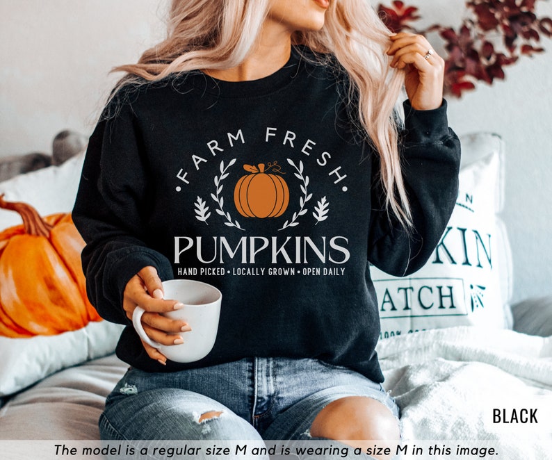 Farm Fresh Pumpkins Sweatshirt, Cute Fall Crewneck, Oversized Fall Sweatshirt, Pumpkin Patch Sweater, Autumn Sweater, Thanksgiving Sweater bild 4
