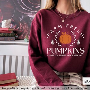 Farm Fresh Pumpkins Sweatshirt, Cute Fall Crewneck, Oversized Fall Sweatshirt, Pumpkin Patch Sweater, Autumn Sweater, Thanksgiving Sweater bild 6