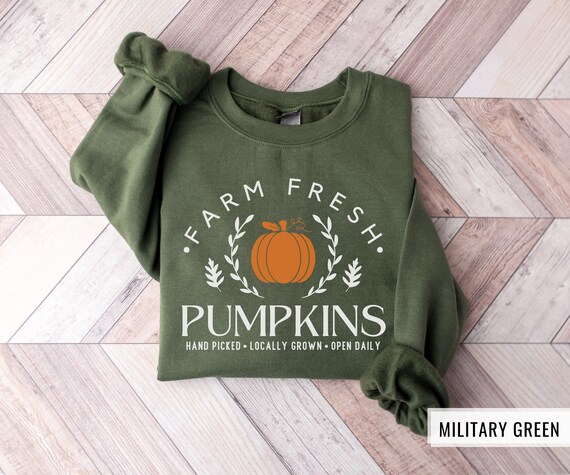 Farm Fresh Pumpkins Sweatshirt, Cute Fall Crewneck, Oversized Fall Sweatshirt, Pumpkin Patch Sweater, Autumn Sweater, Thanksgiving Sweater