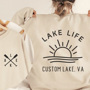 Custom Lake Life Sweatshirt, Customized Lake Name on Sweater, Personalized Lake House Gift, Custom Camping Sweatshirt, Custom Lake Vacation
