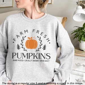 Farm Fresh Pumpkins Sweatshirt, Cute Fall Crewneck, Oversized Fall Sweatshirt, Pumpkin Patch Sweater, Autumn Sweater, Thanksgiving Sweater bild 3