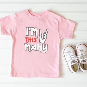 I'm This Many Rock and Roll 2 Yr. Old Birthday Shirt, Unisex Toddler Tshirt, Second Birthday T-Shirt, Cute Grunge Theme Gift for 2 yr. olds