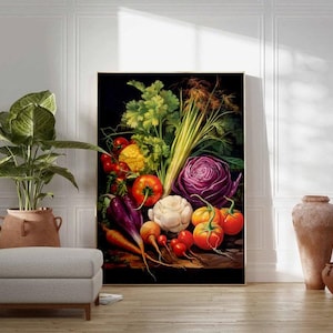 Food Print, Vegetables Print, Kitchen Decor, Vintage Kitchen Art, Vegetables Poster, Food Decor, Vegetables Art, Gift for Vegetables Lovers