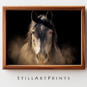 Majestic Mustang Portrait - Moody Cinematic Horse Face Art, Powerful Equine Realism, Dramatic Rustic Decor, Digital Download Printable 19