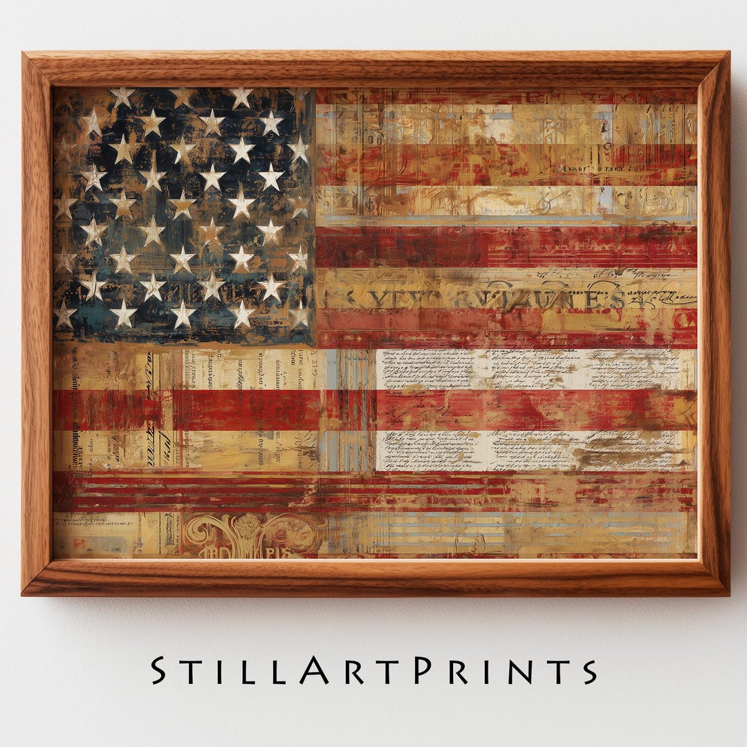 Antique Americana Printable Wall Art - 4th of July Mixed Media, Vintage ...