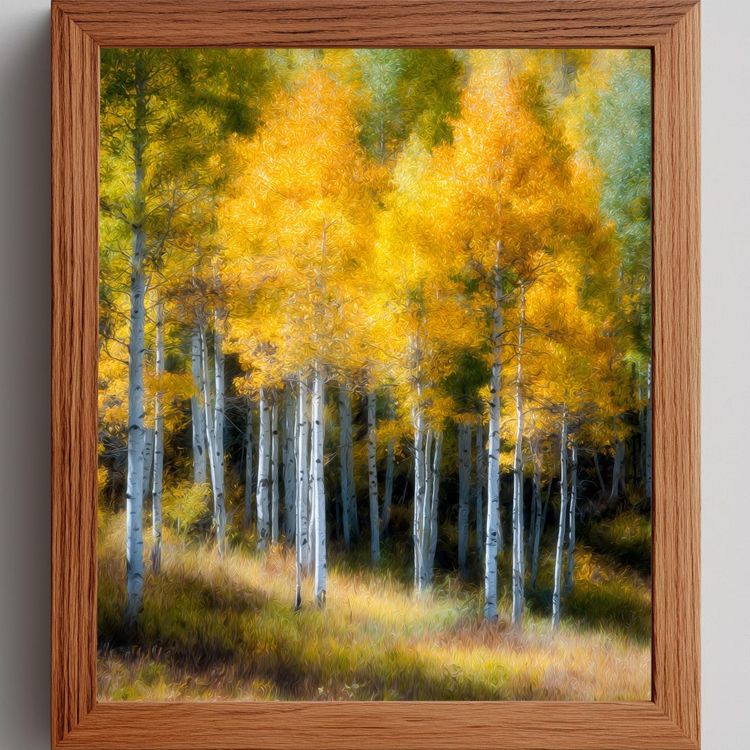 Rustic Autumn Aspen Trees - Moody Forest Printable, Cozy Fall Landscape ...
