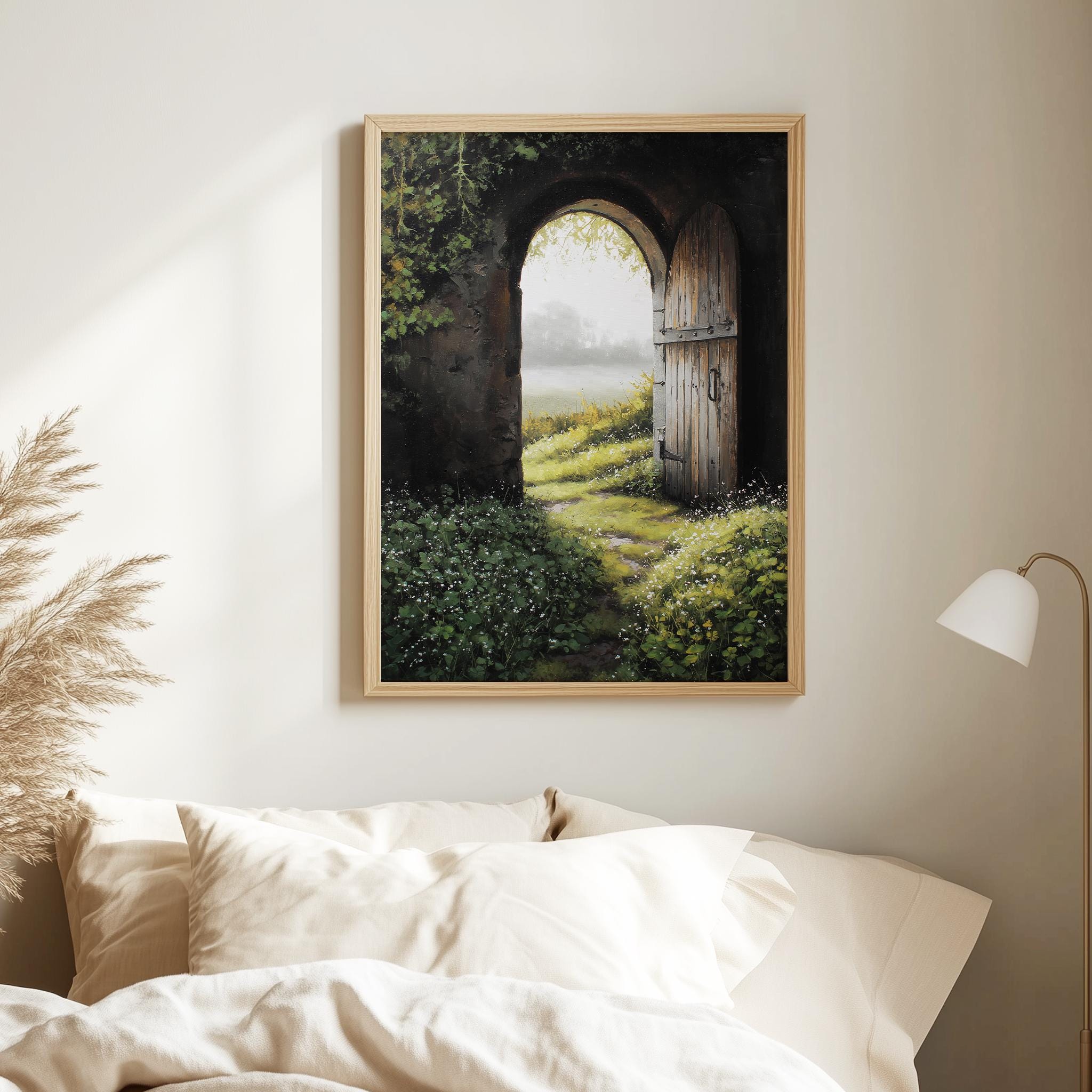 Rustic Arched Wooden Doorway Printable - Cottagecore Meadow Pathway ...