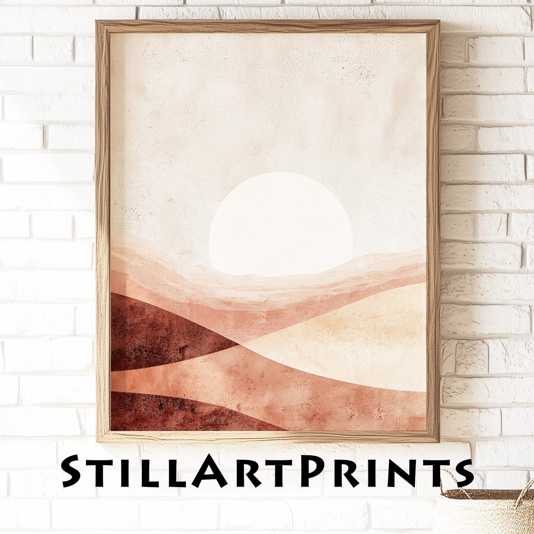 Minimalist Boho Printable Wall Art - Warm Neutral Terracotta Landscape ...