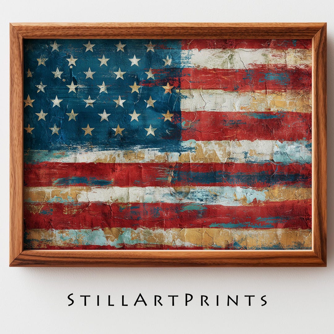 Rustic Vintage American Flag Artwork - 4th of July Wall Art, Patriotic ...