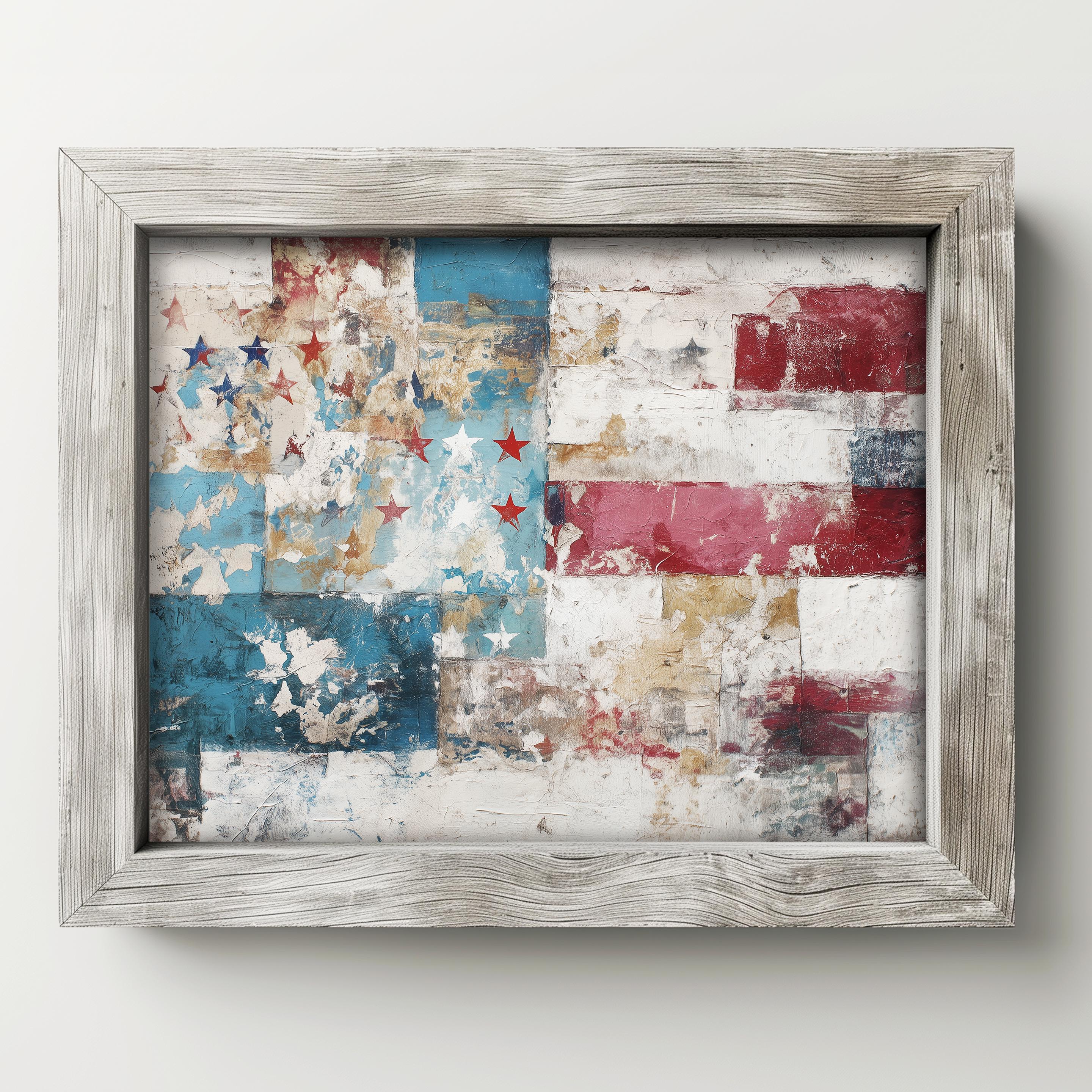 Printable Vintage-inspired American Flag Art - Rustic July 4th Wall ...