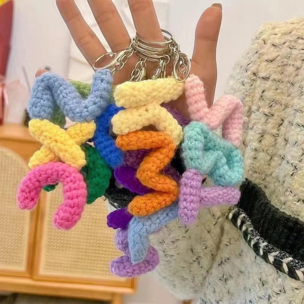 Personalized Alphabet Keychain | Handmade Custom Knitting Crochet Gift | DIY Letter Name Charm | Creative Letter Alphabet Key Chain