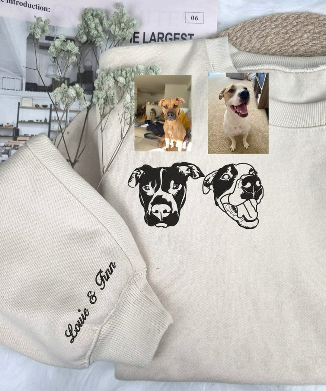 Custom Embroidered Pet Sweatshirts Custom Embroidered Dog Etsy UK