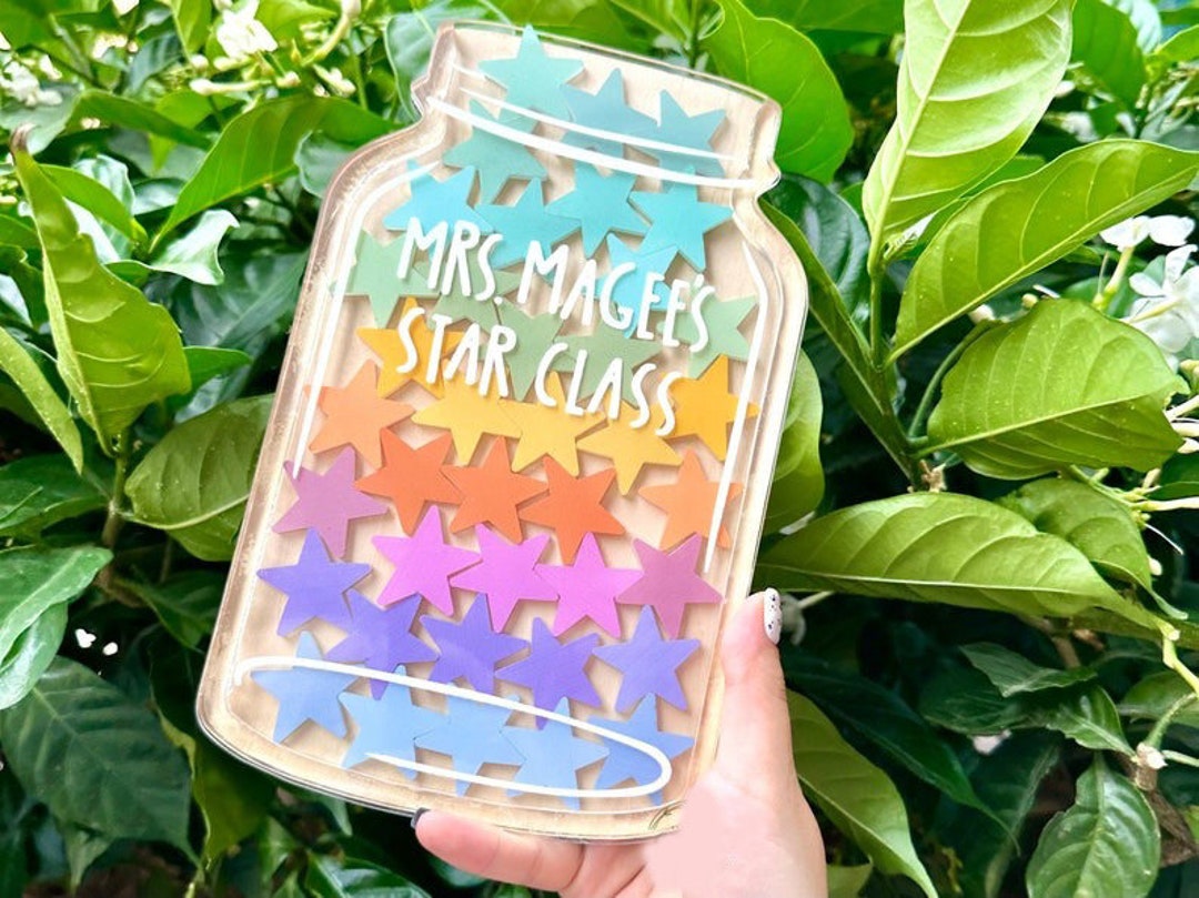 Personalized Reward Jar Magnet for Classroom Star Wooden - Etsy