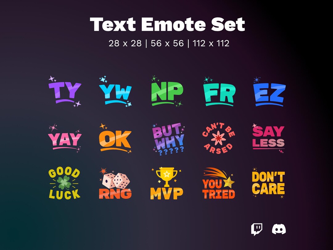 Statick Text Shiny Static Text Emote Set | Emojis for Discord and Twitch - Etsy