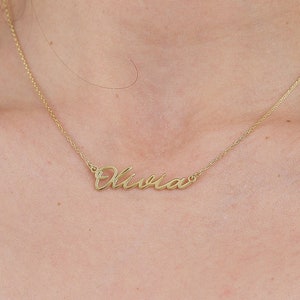 Personalized Real Gold Name Necklace, Custom 8K, 14K, 18K Solid Name Necklace, Real Gold Name Necklace Gift, Gift for Her