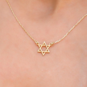 18K Real Gold Star of David Necklace, Magen David Necklace Solid Gold | Judaica Jewelry, Jewish Star Necklace