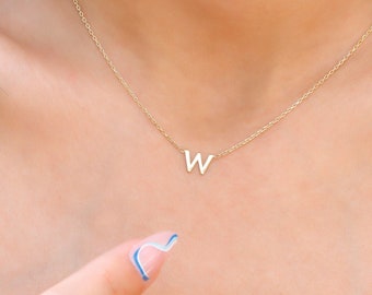 Solid Gold Initial Choker Necklace: Personalized Dainty Jewelry