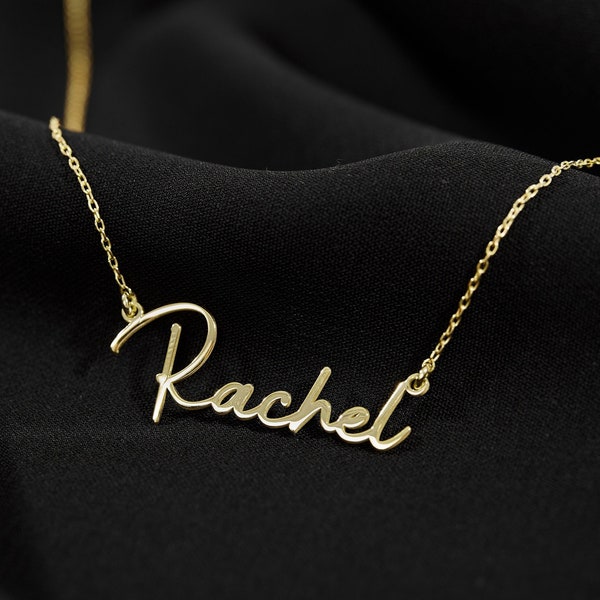 8K, 14K ,18K Solid Gold Name Necklace, 14K Real Gold Name Necklace, Custom Name Necklace, Personalized Solid Gold Name Necklace