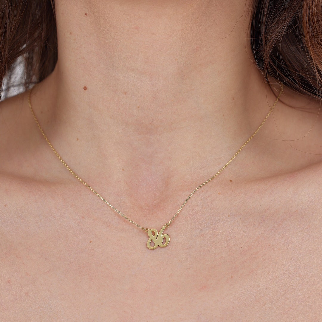 Personalized 14K Solid Gold Number Necklace: Lucky Number Jewelry - Etsy