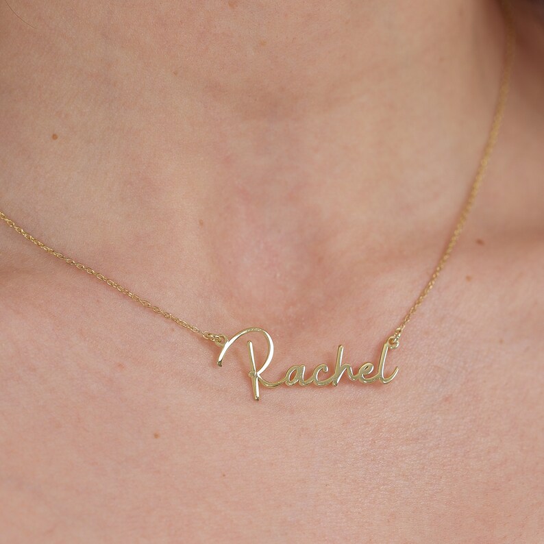 8K 14K 18K Solid Gold Name Necklace 14K Real Gold Name Etsy