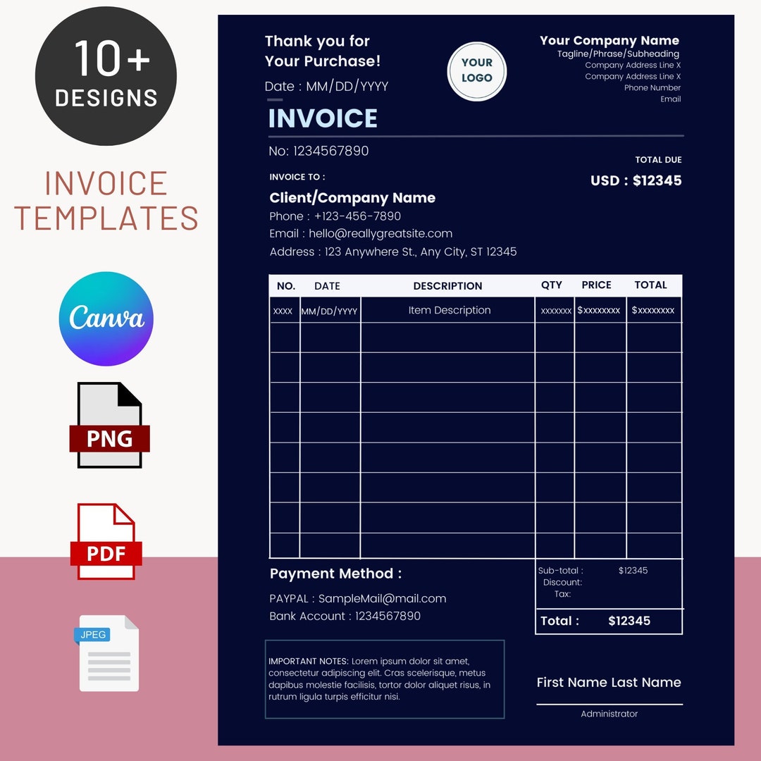 Invoice Template Invoice Template Canva Invoice Editable Canva Etsy Invoice Template Invoice Template Canva Invoice Editable Canva Etsy