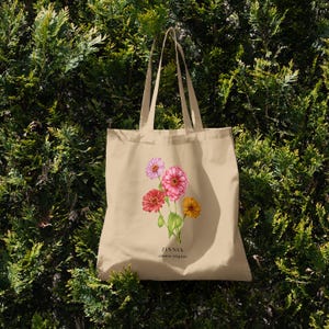 Zinnia Eco-draagtas | Herbruikbare tas van biologisch katoen | Op de natuur geïnspireerd ontwerp