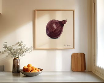 玉ねぎの絵 野菜 水彩画 植物アートプリント モダンファームハウス