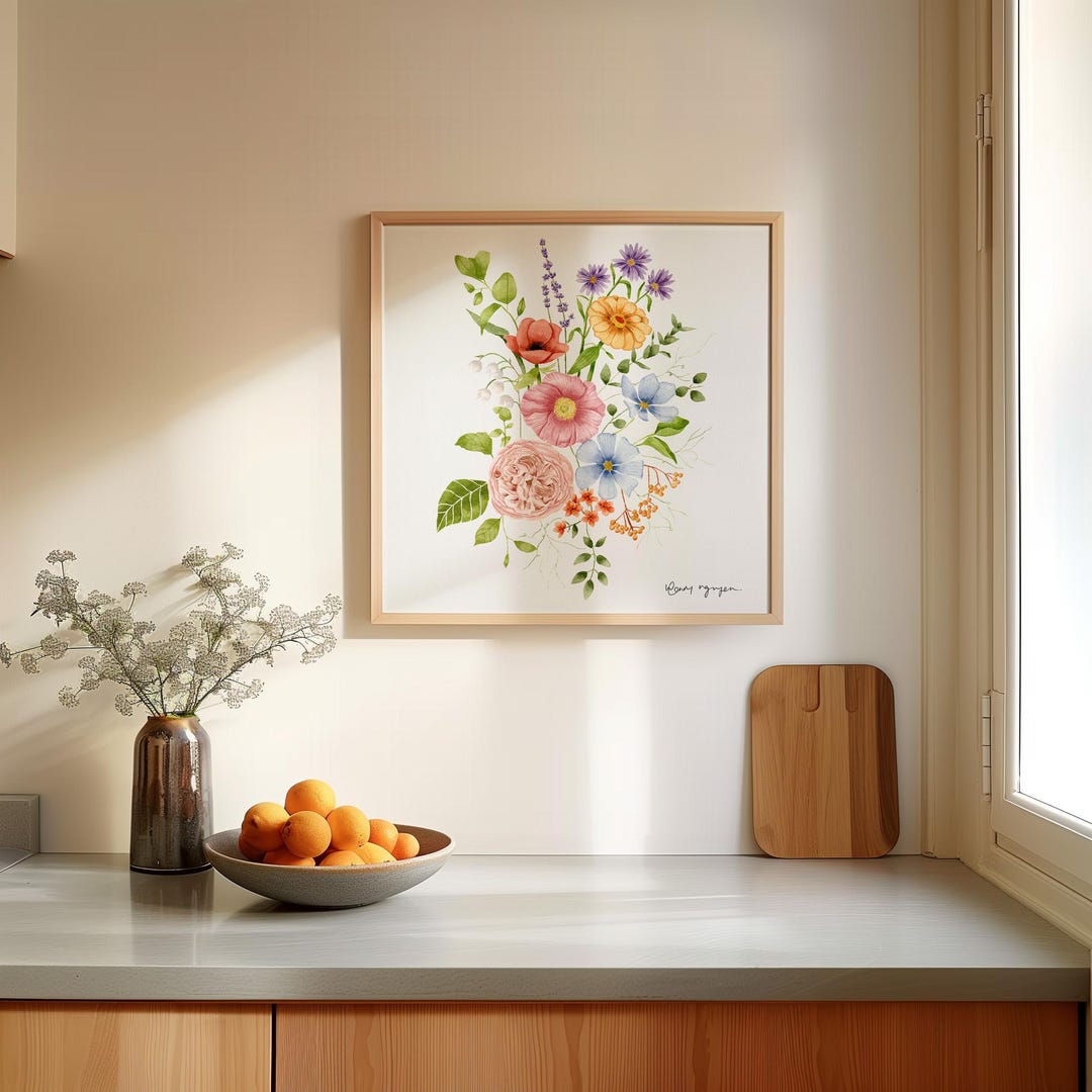 Watercolor Floral Arrangement Print | Botanical Floral Wall Art ...