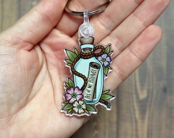 Bottled Feelings, Acrylic Keychain, Bag Charm, Tattoo Keychain, Cute Keyring, Mental Health