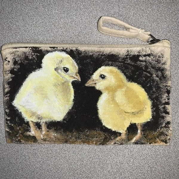 Baby Chicks Cute Canvas Zipper Bag - Gift for Easter, Animal lover