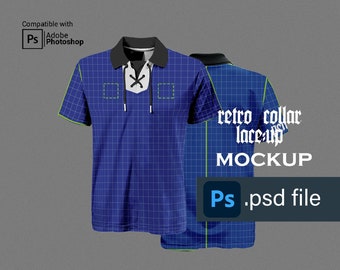 Football Soccer Shirt PSD Mockup Jersey Mockup Design Retro Collar Mockup Lace up  Design, Product, Sport, Apparel, Template, Digital