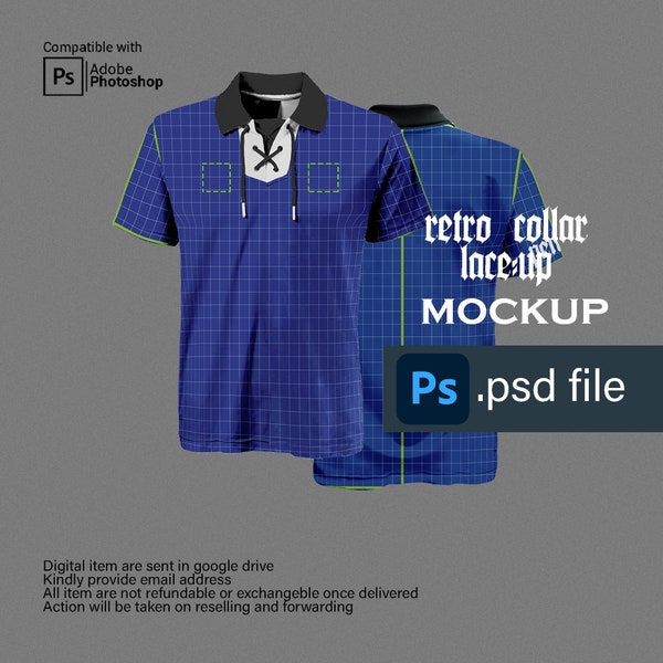 Football Soccer Shirt PSD Mockup Jersey Mockup Design Retro Collar Mockup Lace up  Design, Product, Sport, Apparel, Template, Digital