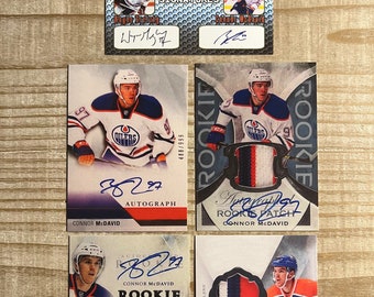 Connor McDavid Lot of 5 2016 Autograph Facsimile Printed Patch Rookie Cards Oilers Mint Condition