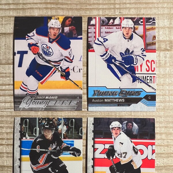 Connor McDavid, Austin Matthews, Alex Ovechkin, Sidney Crosby Young Gunz Lot of 4 Rookie RP Cards Mint Condition