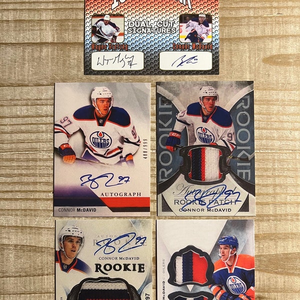 Connor McDavid Lot of 5 2016 Autograph Facsimile Printed Patch Rookie Cards Oilers Mint Condition