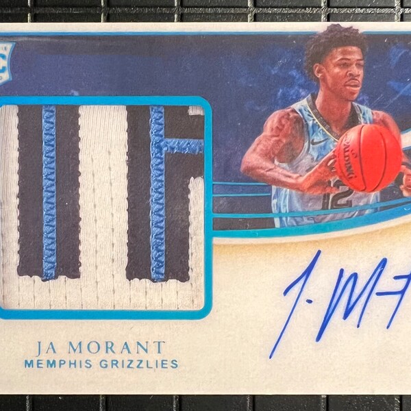 Ja Morant 2020 Autograph Facsimile Printed Patch Rookie RP Card Memphis Grizzlies Mint Condition