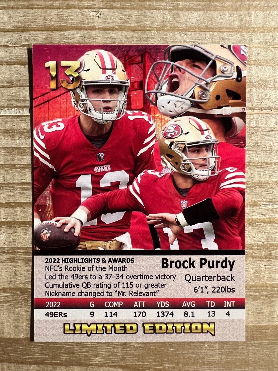 Brock Purdy 2022 Limited Edition Rookie Card San Francisco Etsy