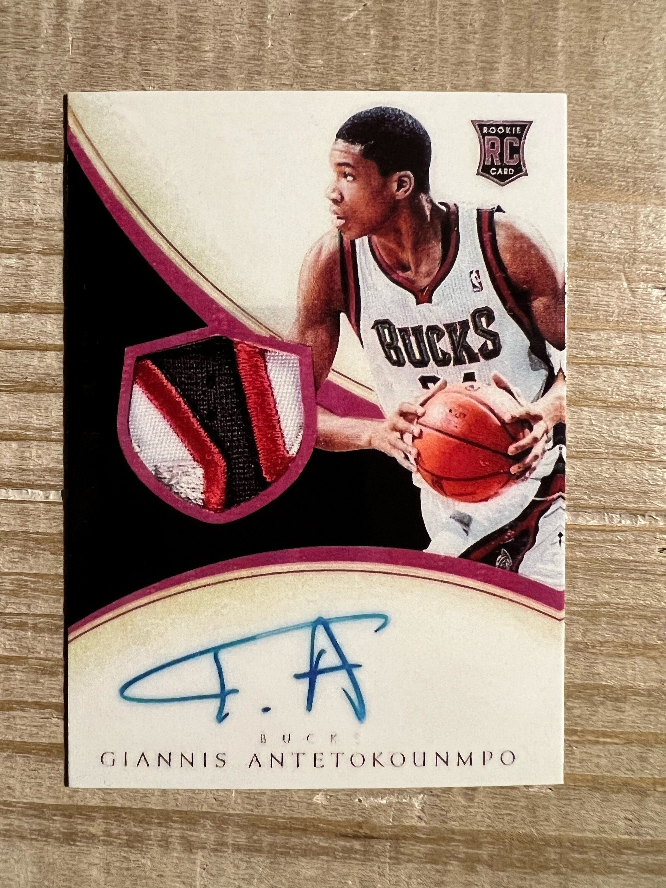 Giannis Antetokounmpo 2013 Autograph Facsimile Printed Patch Rookie RP Card  Milwaukee Bucks