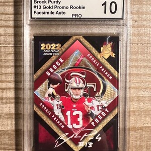 Brock Purdy 2022 Gold Lightning Promo Auto Facsimile Rookie Card PRO Graded 10 San Francisco 49ers