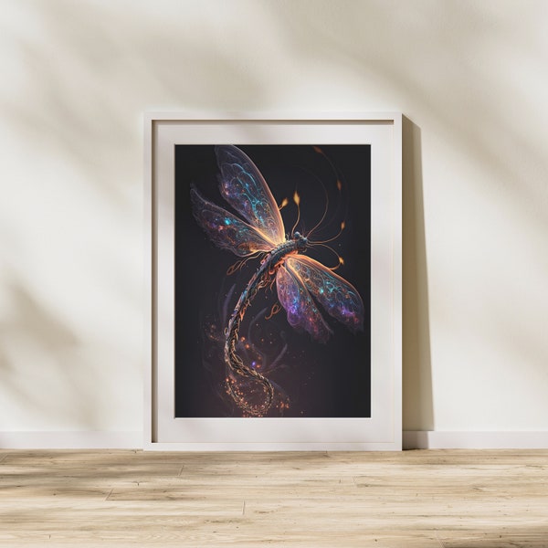 Cosmic Dragonfly: A Stunning Display of Space Art | Digital Art | Illustration | Digital Poster | Digital Print