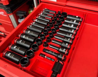 Inserto a 4 cassetti PACKOUT per bussole a impatto Milwaukee da 43 pezzi da 3/8" (49-66-7009)